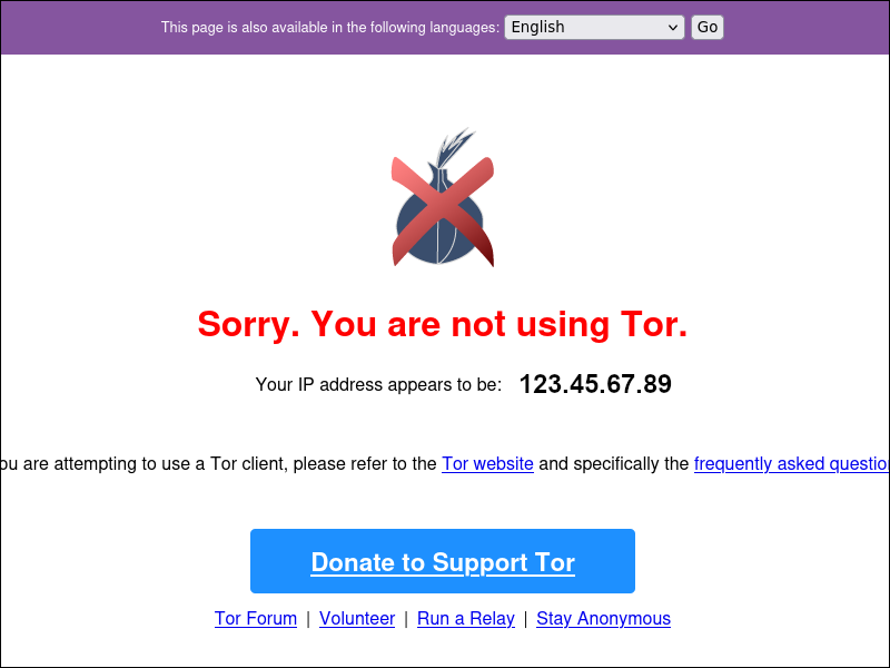 >Make sure it appears you do NOT have a Tor exit node IP address